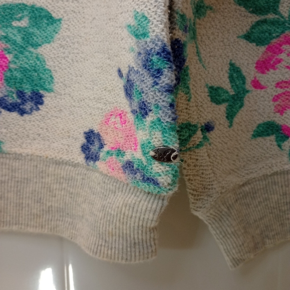 American Eagle Outfitters Sweater Womens Large Beige Floral Crew Neck Pullover - Picture 3 of 9